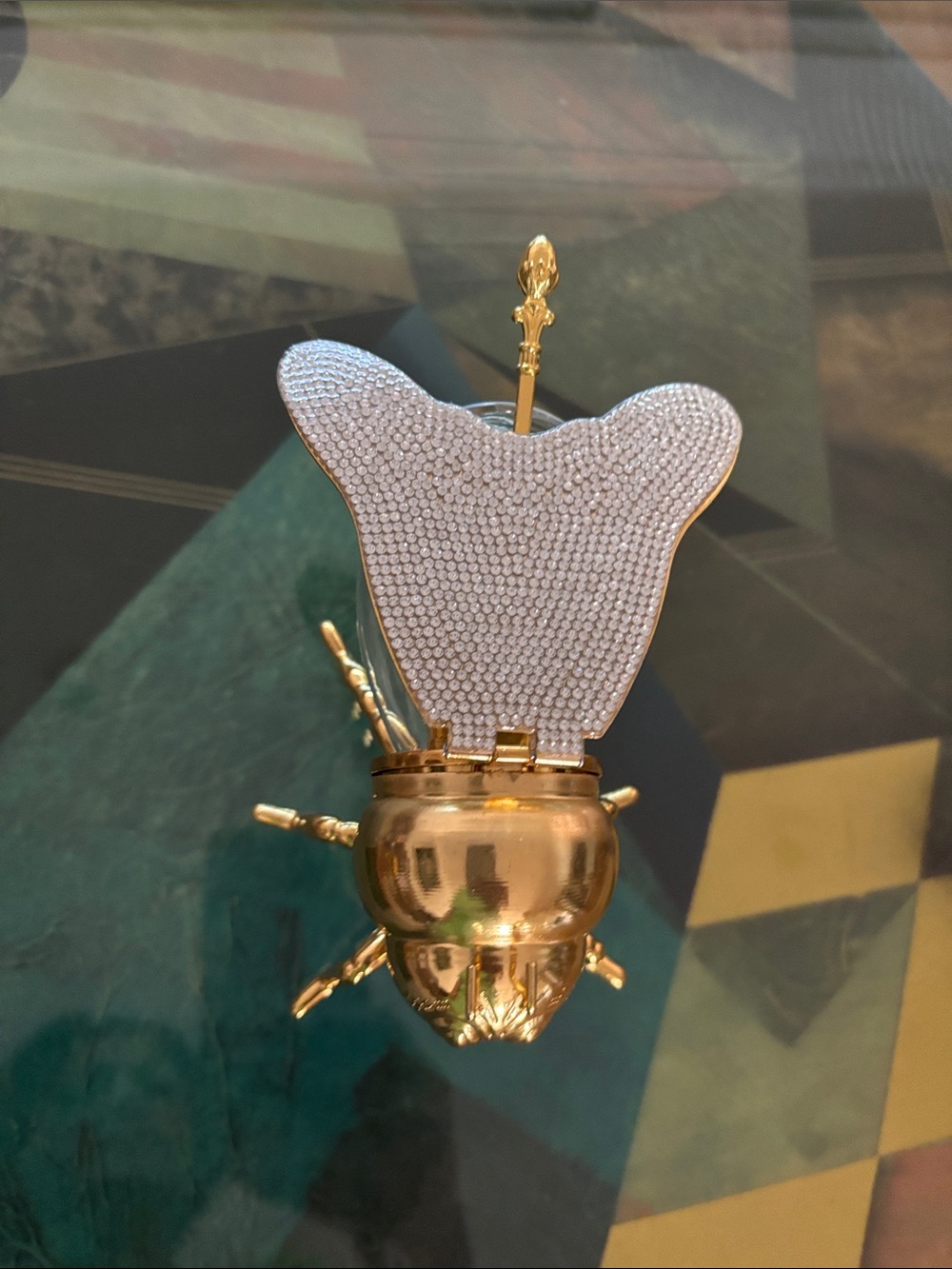 Gold and Crystal Beetle Decorative Trinket Box - Home Accents can use for honey